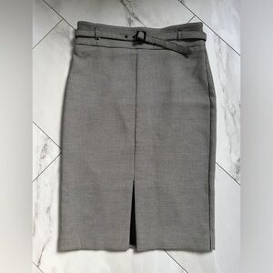 Ann Taylor Houndstooth Belted Pencil Skirt with Front Slit - Size 6